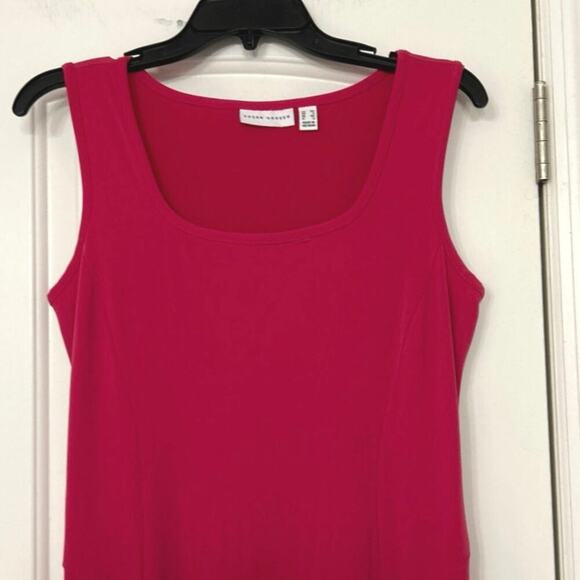 Susan Graver Liquid Knit Bright Pink A Line Midi Dress Summer Travel Size XS New - Picture 3 of 12